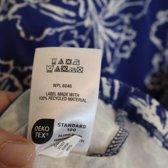 Women's Size PL Royal Blue/White Long Sleeve Cotton Top Scoop Neck NEW - Picture 7 of 8